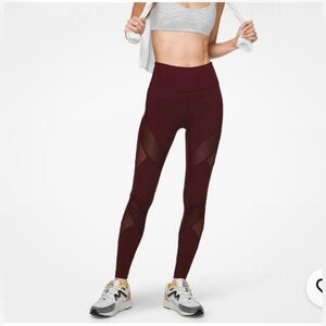 Lululemon Wunder Under Mesh High Rise Leggings Burgundy Wine Sz 6 valentines.